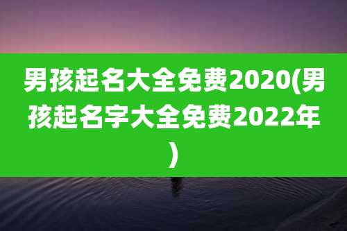 男孩起名大全免费2020(男孩起名字大全免费2022年)