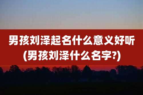 男孩刘泽起名什么意义好听(男孩刘泽什么名字?)