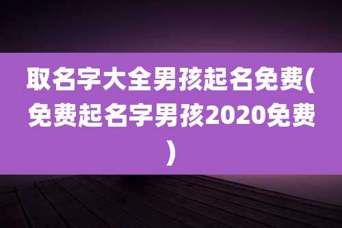 取名字大全男孩起名免费(免费起名字男孩2020免费)