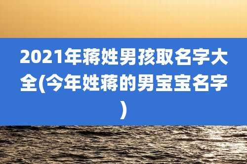 2021年蒋姓男孩取名字大全(今年姓蒋的男宝宝名字)