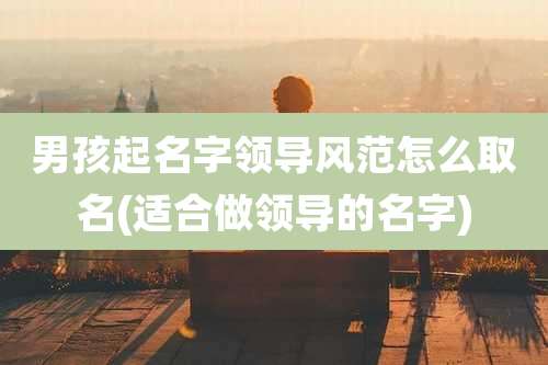 男孩起名字领导风范怎么取名(适合做领导的名字)