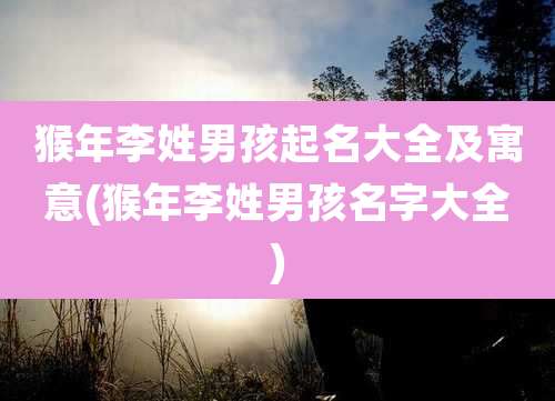 猴年李姓男孩起名大全及寓意(猴年李姓男孩名字大全)