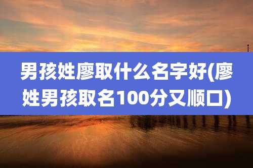 男孩姓廖取什么名字好(廖姓男孩取名100分又顺口)