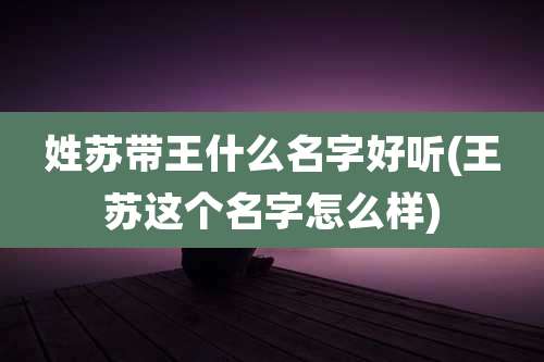 姓苏带王什么名字好听(王苏这个名字怎么样)