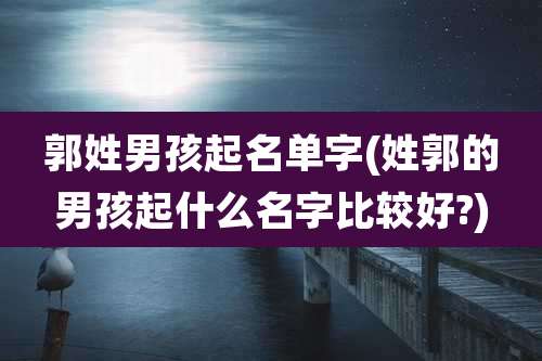 郭姓男孩起名单字(姓郭的男孩起什么名字比较好?)