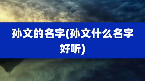 孙文的名字(孙文什么名字好听)