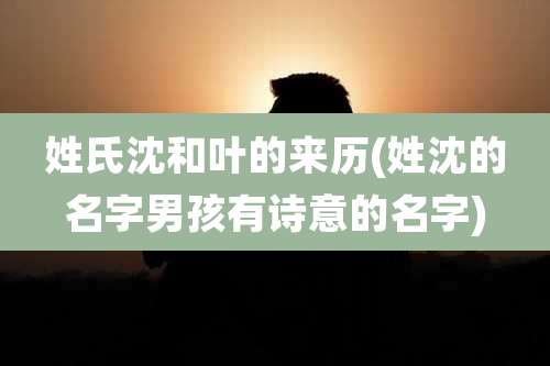 姓氏沈和叶的来历(姓沈的名字男孩有诗意的名字)