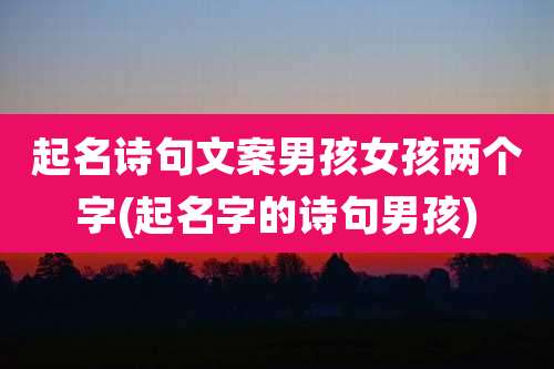 起名诗句文案男孩女孩两个字(起名字的诗句男孩)