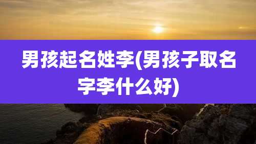 男孩起名姓李(男孩子取名字李什么好)