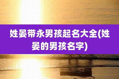姓晏带永男孩起名大全(姓晏的男孩名字)