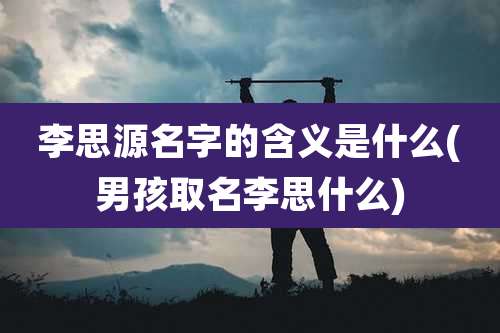 李思源名字的含义是什么(男孩取名李思什么)