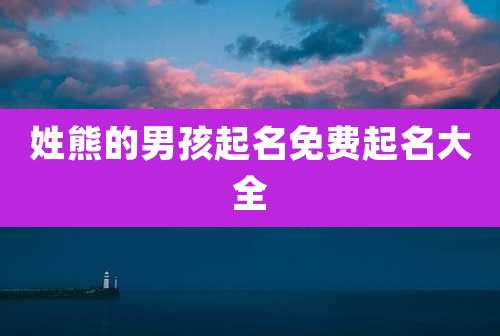 姓熊的男孩起名免费起名大全