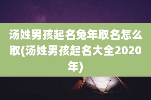 汤姓男孩起名兔年取名怎么取(汤姓男孩起名大全2020年)