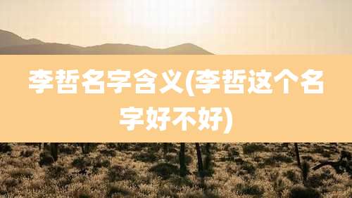 李哲名字含义(李哲这个名字好不好)