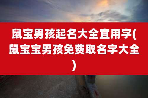 鼠宝男孩起名大全宜用字(鼠宝宝男孩免费取名字大全)