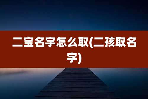 二宝名字怎么取(二孩取名字)