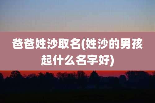 爸爸姓沙取名(姓沙的男孩起什么名字好)