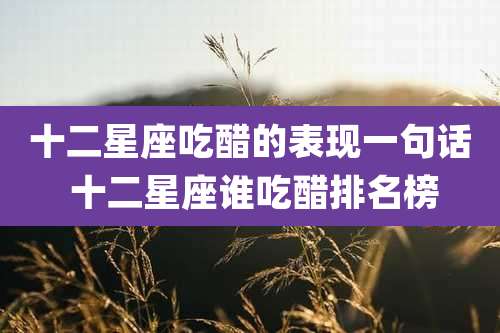 十二星座吃醋的表现一句话 十二星座谁吃醋排名榜