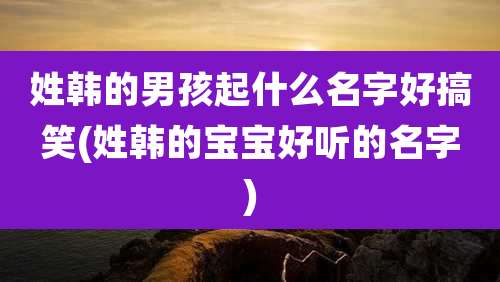 姓韩的男孩起什么名字好搞笑(姓韩的宝宝好听的名字)