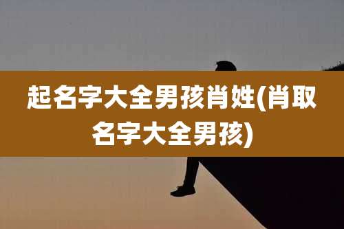起名字大全男孩肖姓(肖取名字大全男孩)