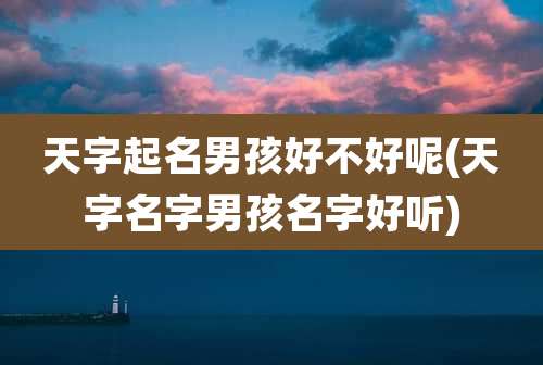 天字起名男孩好不好呢(天字名字男孩名字好听)