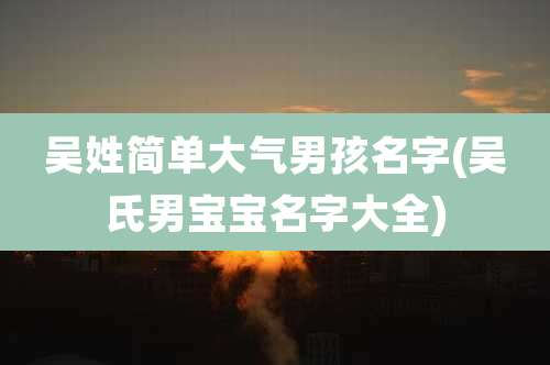 吴姓简单大气男孩名字(吴氏男宝宝名字大全)