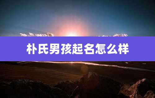 朴氏男孩起名怎么样