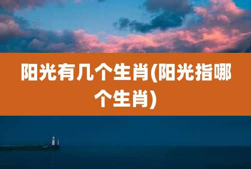 阳光有几个生肖(阳光指哪个生肖)