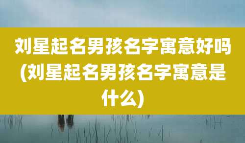 刘星起名男孩名字寓意好吗(刘星起名男孩名字寓意是什么)