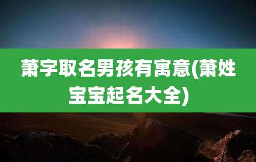 萧字取名男孩有寓意(萧姓宝宝起名大全)