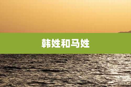 韩姓和马姓