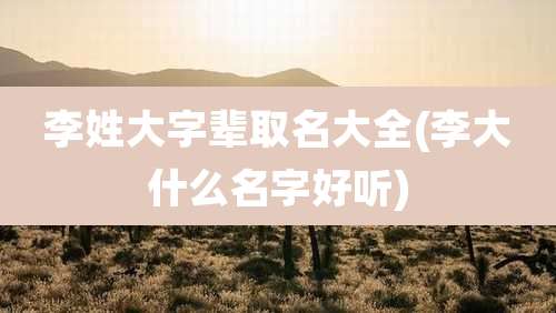 李姓大字辈取名大全(李大什么名字好听)