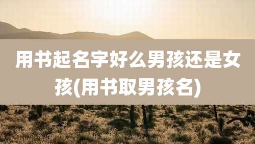 用书起名字好么男孩还是女孩(用书取男孩名)