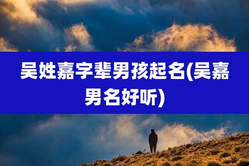 吴姓嘉字辈男孩起名(吴嘉男名好听)