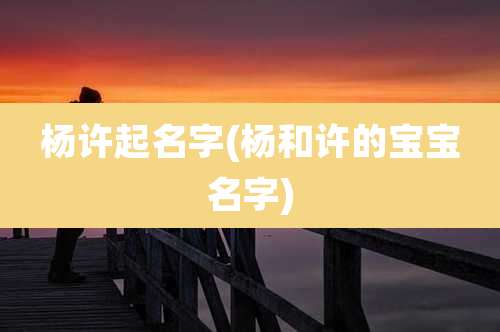 杨许起名字(杨和许的宝宝名字)