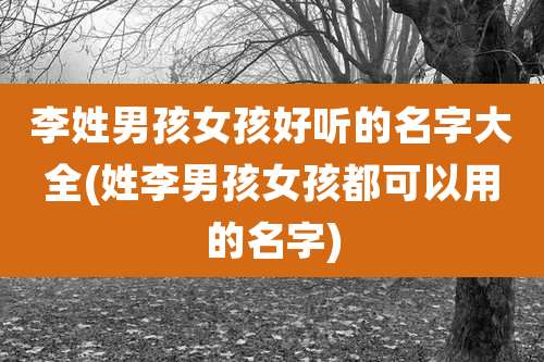 李姓男孩女孩好听的名字大全(姓李男孩女孩都可以用的名字)