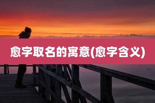 愈字取名的寓意(愈字含义)