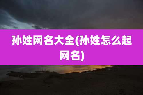 孙姓网名大全(孙姓怎么起网名)