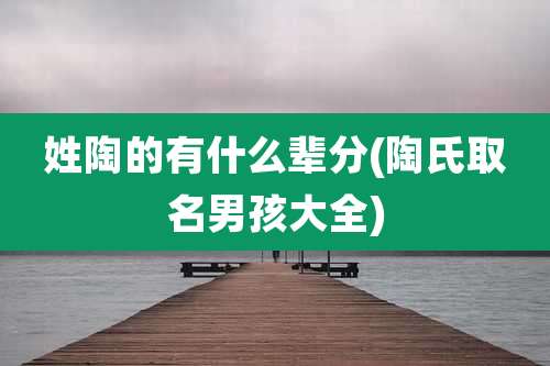 姓陶的有什么辈分(陶氏取名男孩大全)