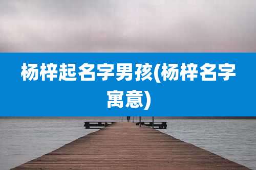 杨梓起名字男孩(杨梓名字寓意)