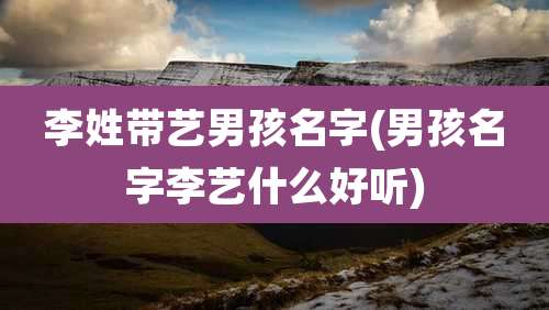 李姓带艺男孩名字(男孩名字李艺什么好听)
