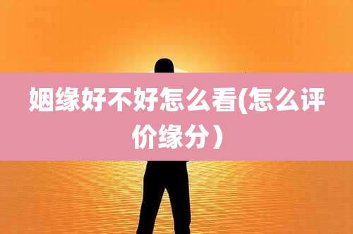 姻缘好不好怎么看(怎么评价缘分）