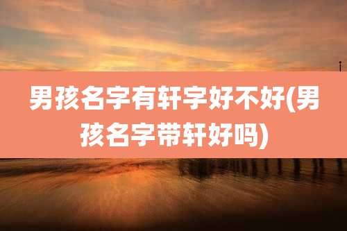 男孩名字有轩字好不好(男孩名字带轩好吗)