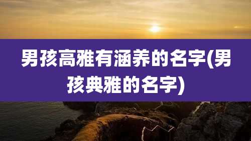 男孩高雅有涵养的名字(男孩典雅的名字)