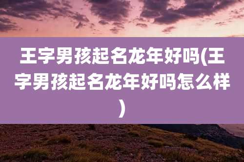王字男孩起名龙年好吗(王字男孩起名龙年好吗怎么样)
