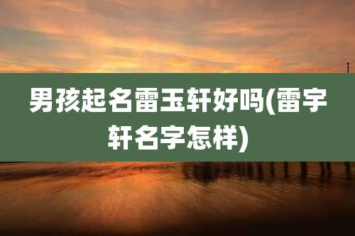男孩起名雷玉轩好吗(雷宇轩名字怎样)