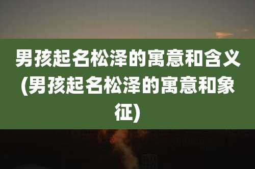 男孩起名松泽的寓意和含义(男孩起名松泽的寓意和象征)