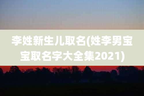 李姓新生儿取名(姓李男宝宝取名字大全集2021)