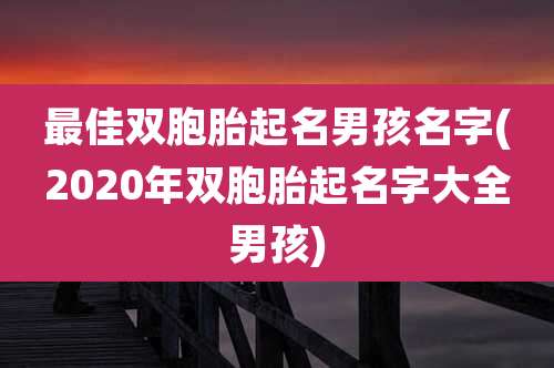 最佳双胞胎起名男孩名字(2020年双胞胎起名字大全男孩)