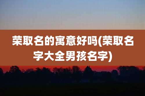 荣取名的寓意好吗(荣取名字大全男孩名字)